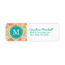 Search for teal floral return address labels Girly
