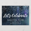 Search for navy blue silver birthday invitations Glitter