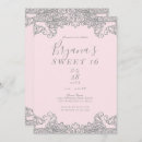 Search for pink and silver sweet 16 invitations 16th