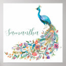 Search for blue peacock bird posters Watercolor