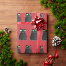 Search for black cat wrapping paper Green eyes
