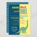 Search for young wild three boy invitations Dinosaur