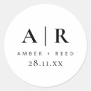 Search for black and white monogram wedding stickers Minimal