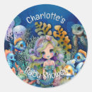 Search for mermaid baby shower stickers Under the sea