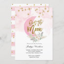 Search for pink moon baby shower invitations Pink and gold