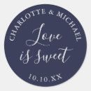 Search for blue round wedding stickers Calligraphy