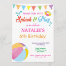Search for pink splash invitations Girl pool party