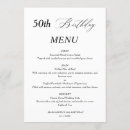 Search for 50th birthday menus Black and white