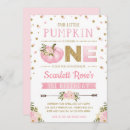 Search for pink pumpkin 1st birthday invitations Pink and gold