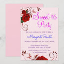Search for red rose sweet 16 invitations Floral
