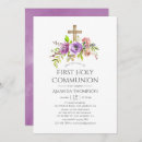Search for pink and purple first communion invitations Modern