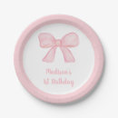 Search for girl first birthday paper plates Pink bow birthday