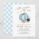 Search for little pumpkin on the way invitations Blue