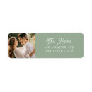 Search for green wedding return address labels Mr and mrs