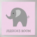 Search for pink and gray elephant nursery art Cute