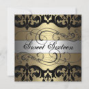 Search for black silver sweet 16 invitations Gold