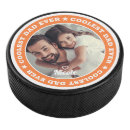 Search for hockey pucks Dad