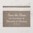 Search for burlap save date postcards Burlap and lace