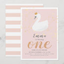 Search for swan 1st birthday invitations Pink
