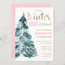 Search for winter wonderland 1st birthday invitations Girl first birthday