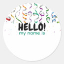 Search for write name on stickers Hello my name is