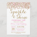 Search for confetti 1st birthday invitations Pink and gold