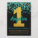 Search for teal 1st birthday invitations Glitter