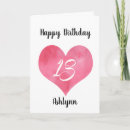 Search for daughter 13th birthday cards Pink