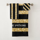 Search for black and white stripes monogram bath towels Gold