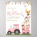 Search for farm animals birthday posters Pink