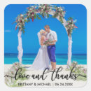 Search for thank you beach wedding stickers Love and thanks