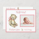 Search for teddy bear birth announcement cards Pink