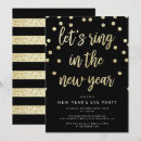 Search for ring in the new year invitations Gold glitter