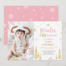 Search for winter onederland girl invitations Pink