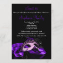 Search for pink purple masquerade party invitations Black