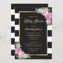 Search for white gold baby shower invitations Black and white stripes