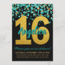Search for teal black sweet 16 invitations Gold