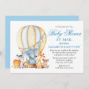 Search for blue grey baby shower invitations Hot air balloon