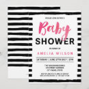 Search for black baby girl shower invitations Black and white stripes