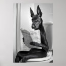Search for funny bathroom art Dog on toilet