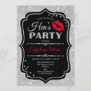 Search for silver hens party invitations Kiss