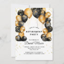 Search for black and gold retirement invitations Modern