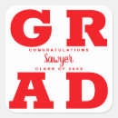 Search for red and white graduation stickers High school college