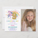 Search for unicorn 9th birthday invitations Girl