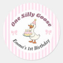 Search for baby first birthday stickers One silly goose