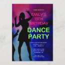 Search for neon dance party invitations Glowing