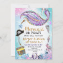 Search for mermaid and pirate birthday invitations Under the sea