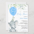 Search for elephant baby boy shower invitations Baby blue white green