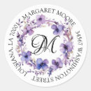 Search for floral round return address labels Purple