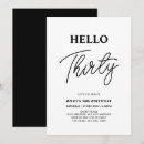 Search for hello thirty invitations Black and white